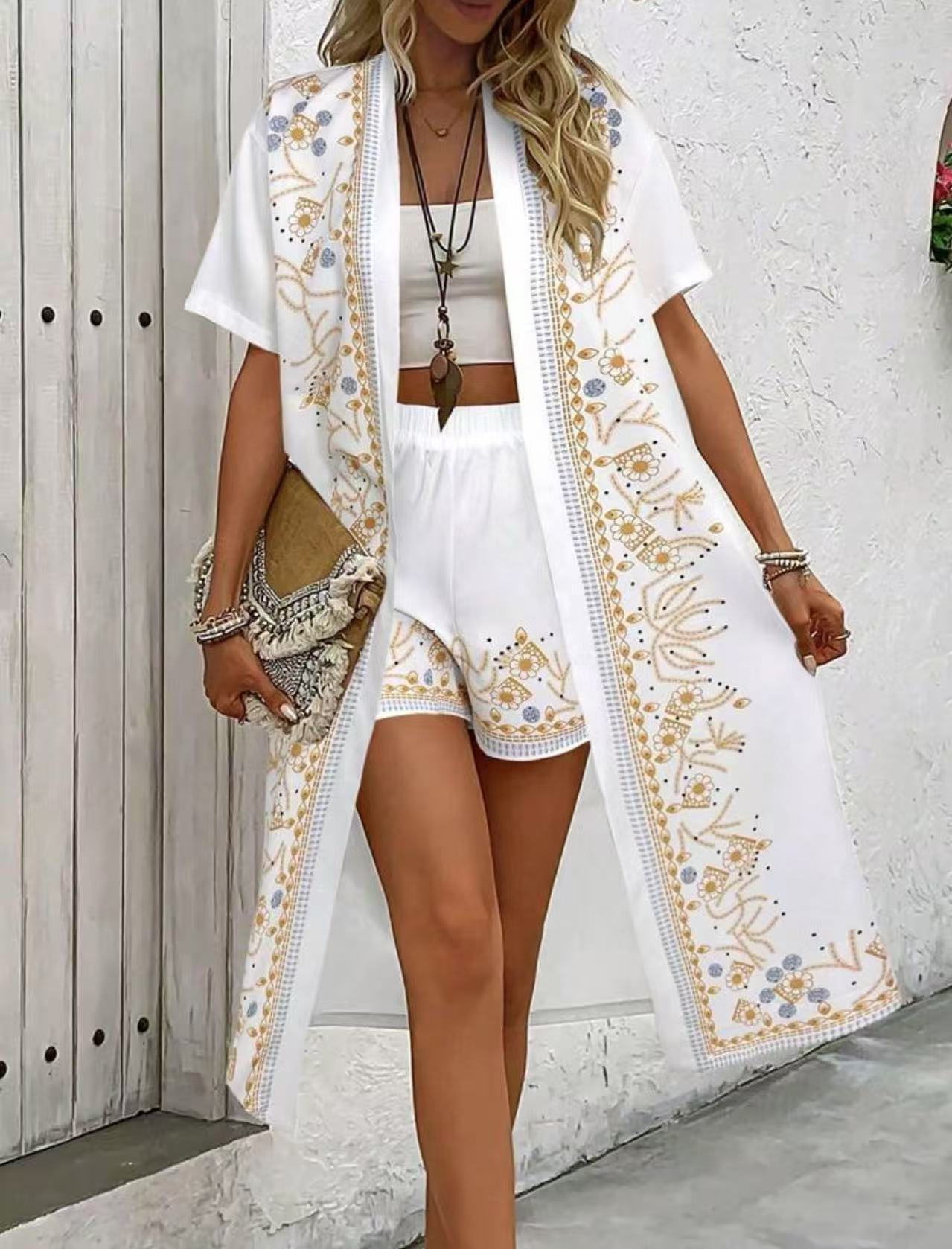 Women's Retro Ethnic-Style Elegant Casual Long Cardigan With Print