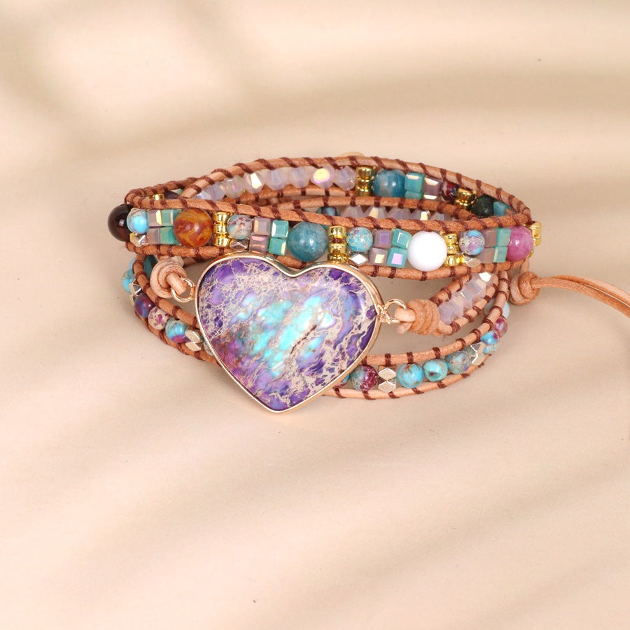 Retro Purple Multi-color Woven Bracelet With Multiple Layers Of Winding