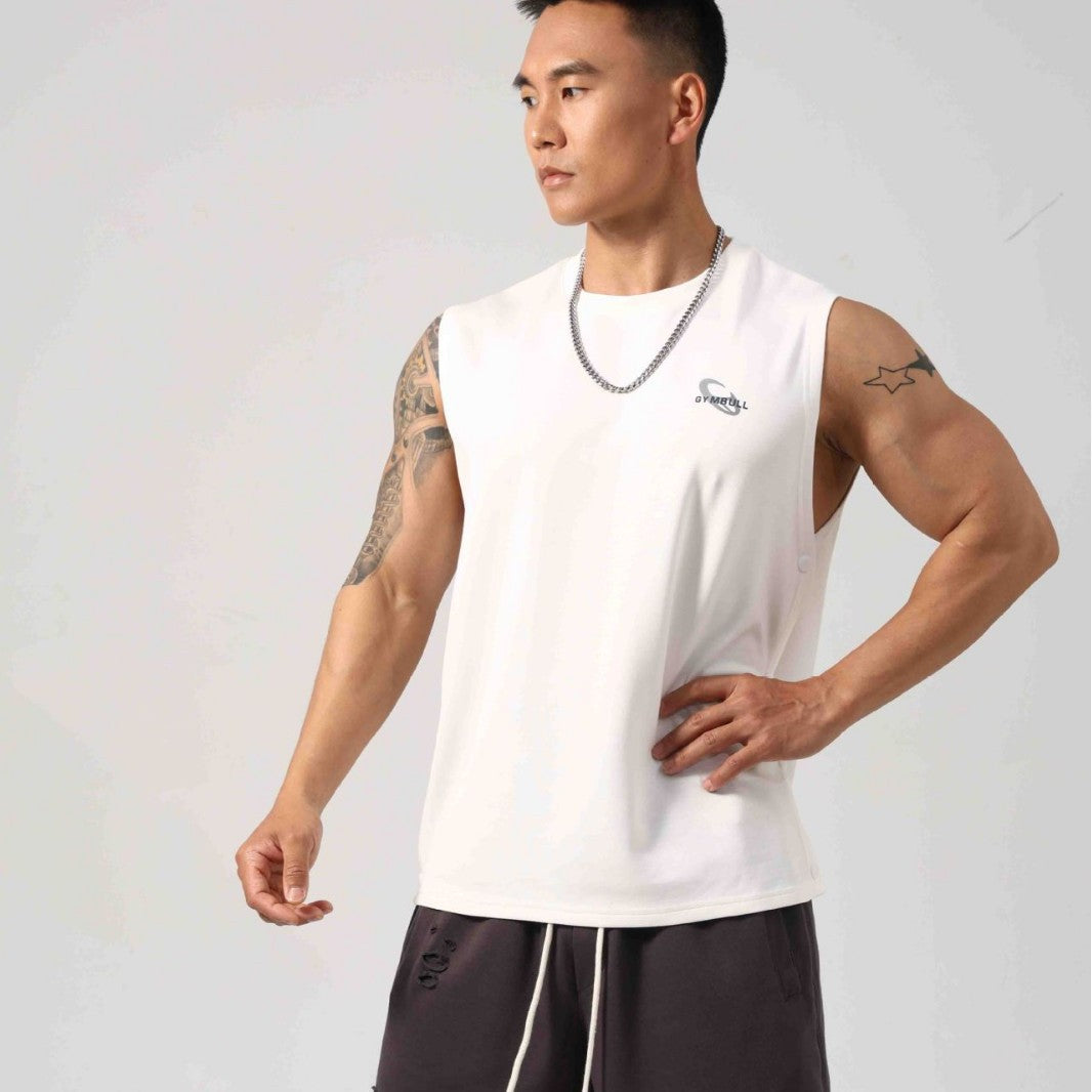 Korean Style Fitness Sports Loose Vest Can Be Opened On Both Sides Hidden Hook Design