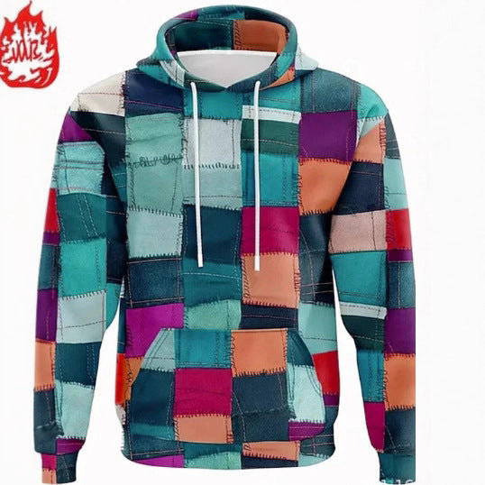 Simulated Street-style Digital-print Hooded Sweatshirt For Foreign Trade