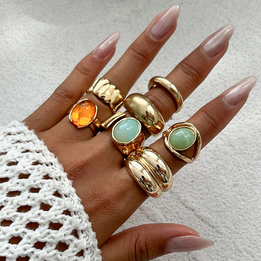 Stacked Gemstone Ring Set For Women