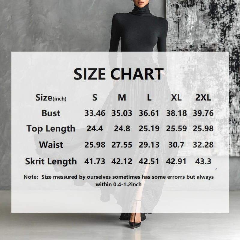 Women's Elegant High-Neck Sweater And Skirt Set - Solid Color With Slit Hem, Cozy Two-Piece Outfit For Fall Winter Casual Chic