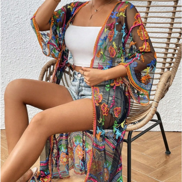 Women's Lace Hollow-out Crochet Cardigan Beach Resort Tunic