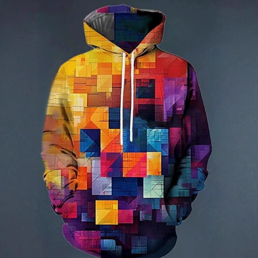 Simulated Street-style Digital-print Hooded Sweatshirt For Foreign Trade