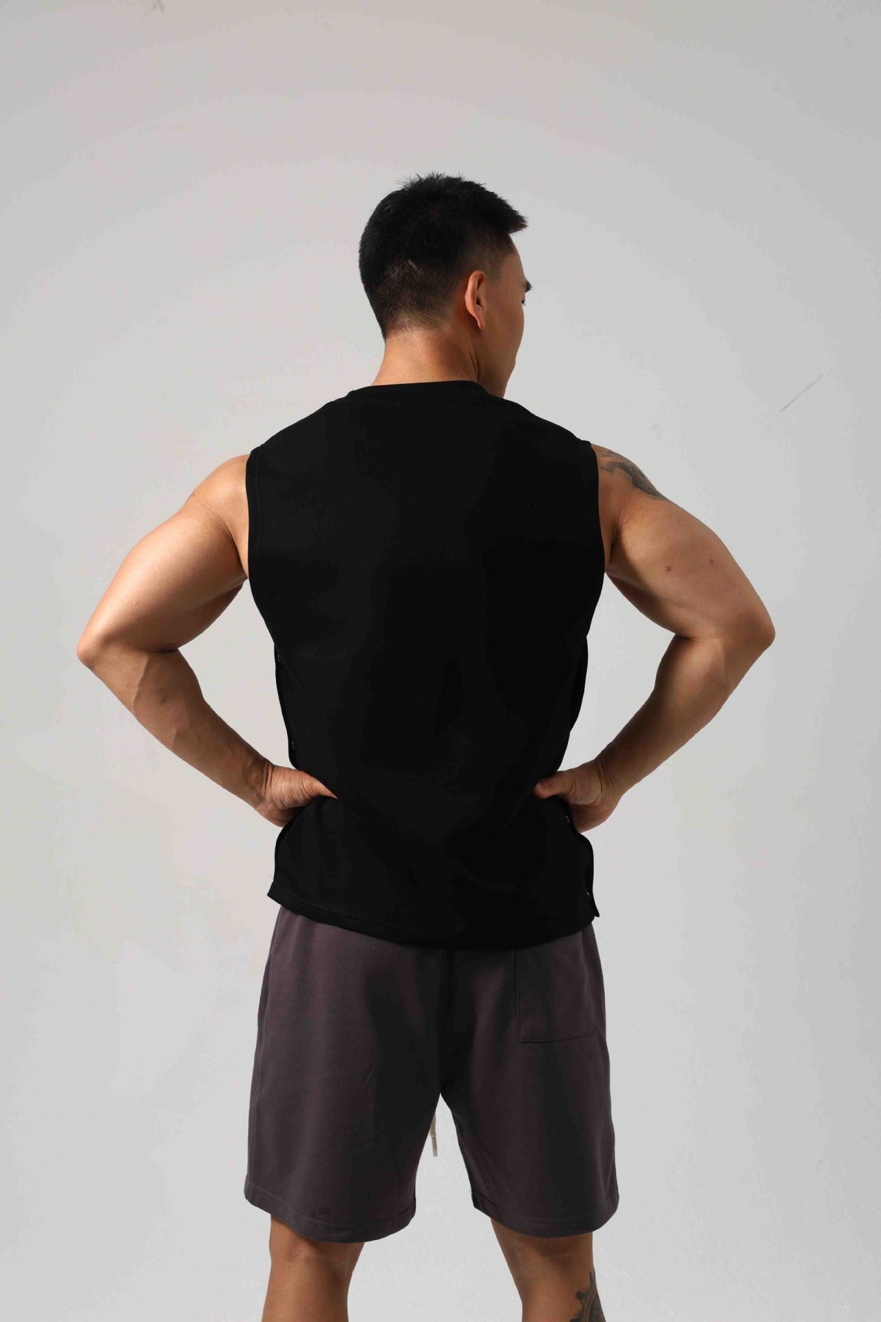 Korean Style Fitness Sports Loose Vest Can Be Opened On Both Sides Hidden Hook Design