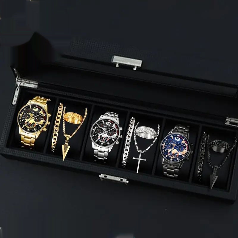 12-set Men's Watches  Fashionable Multi-color Assortment Of Quartz Men's Watches
