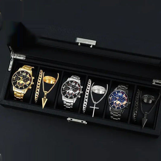 12-set Men's Watches  Fashionable Multi-color Assortment Of Quartz Men's Watches