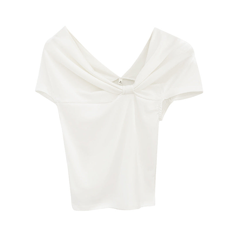 Summer Off-shoulder Sweet-and-spicy Cropped Top With Bow For Students