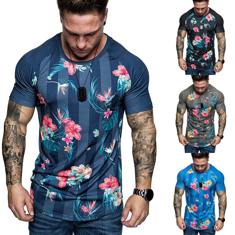 Digital Printing Style Round Collar Short Sleeves