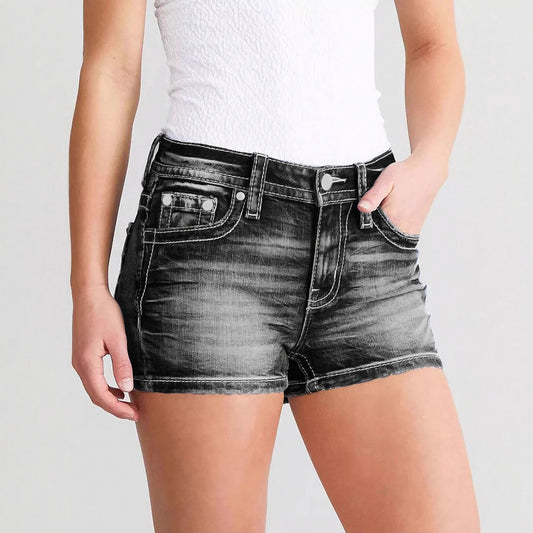 Women's Slim-fit Embroidered Fashion Denim Shorts