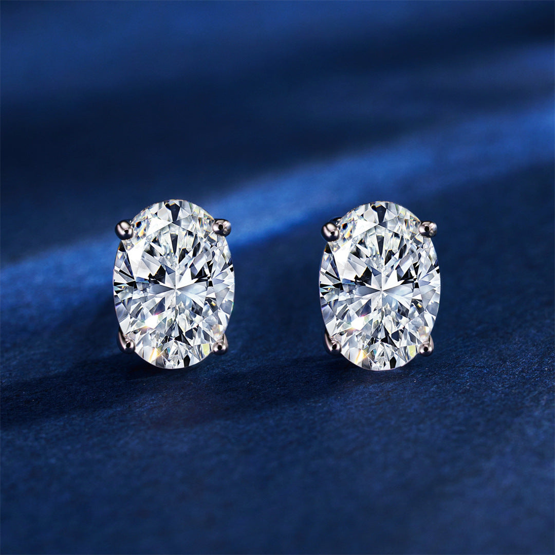 S925 Silver Egg-shaped Cut Stud Earrings