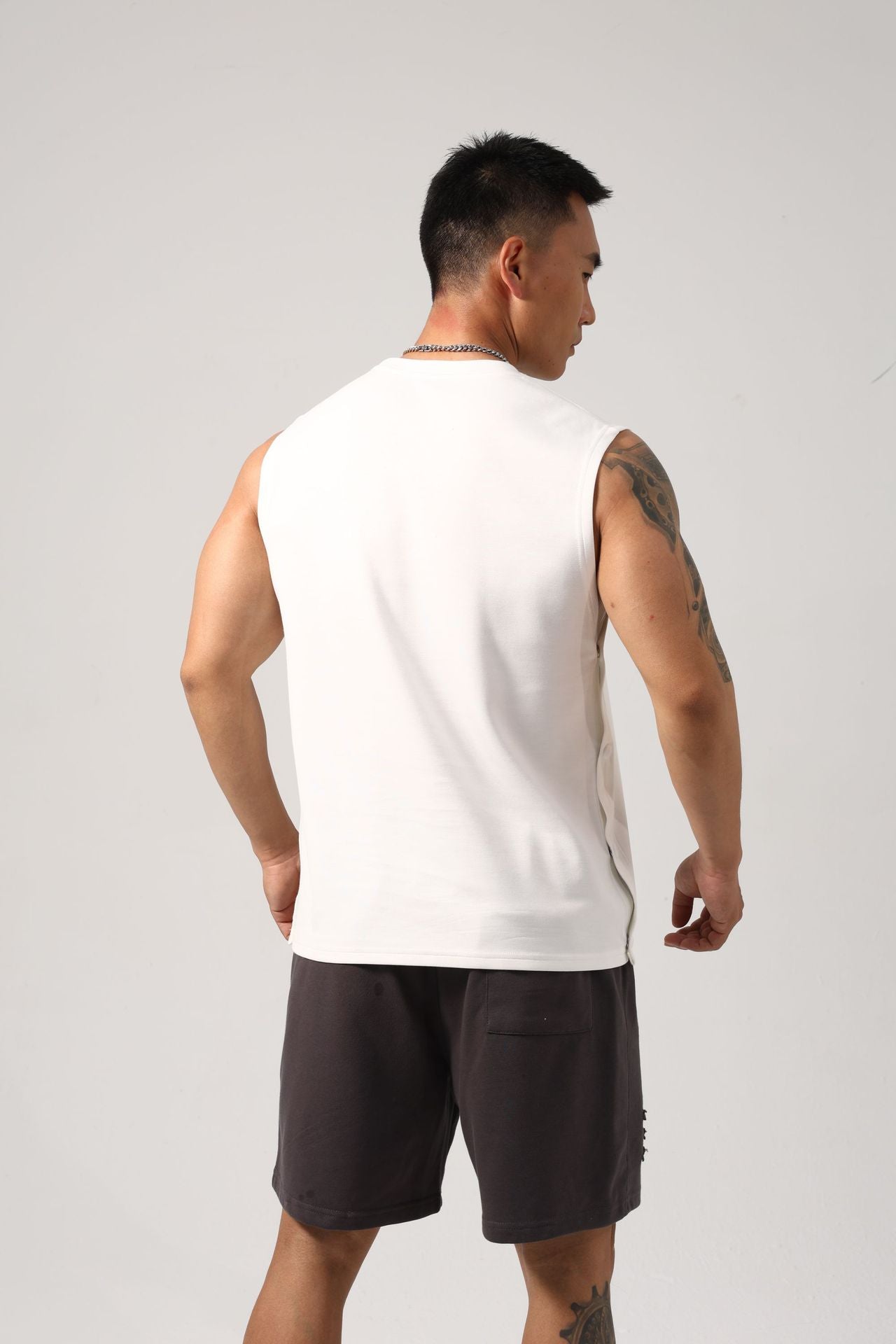 Korean Style Fitness Sports Loose Vest Can Be Opened On Both Sides Hidden Hook Design